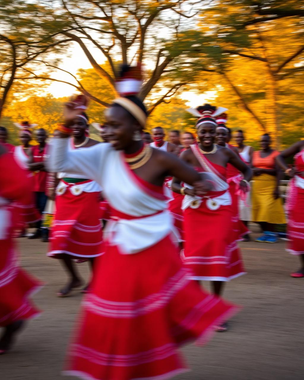 Sibhaca dancers in red and white