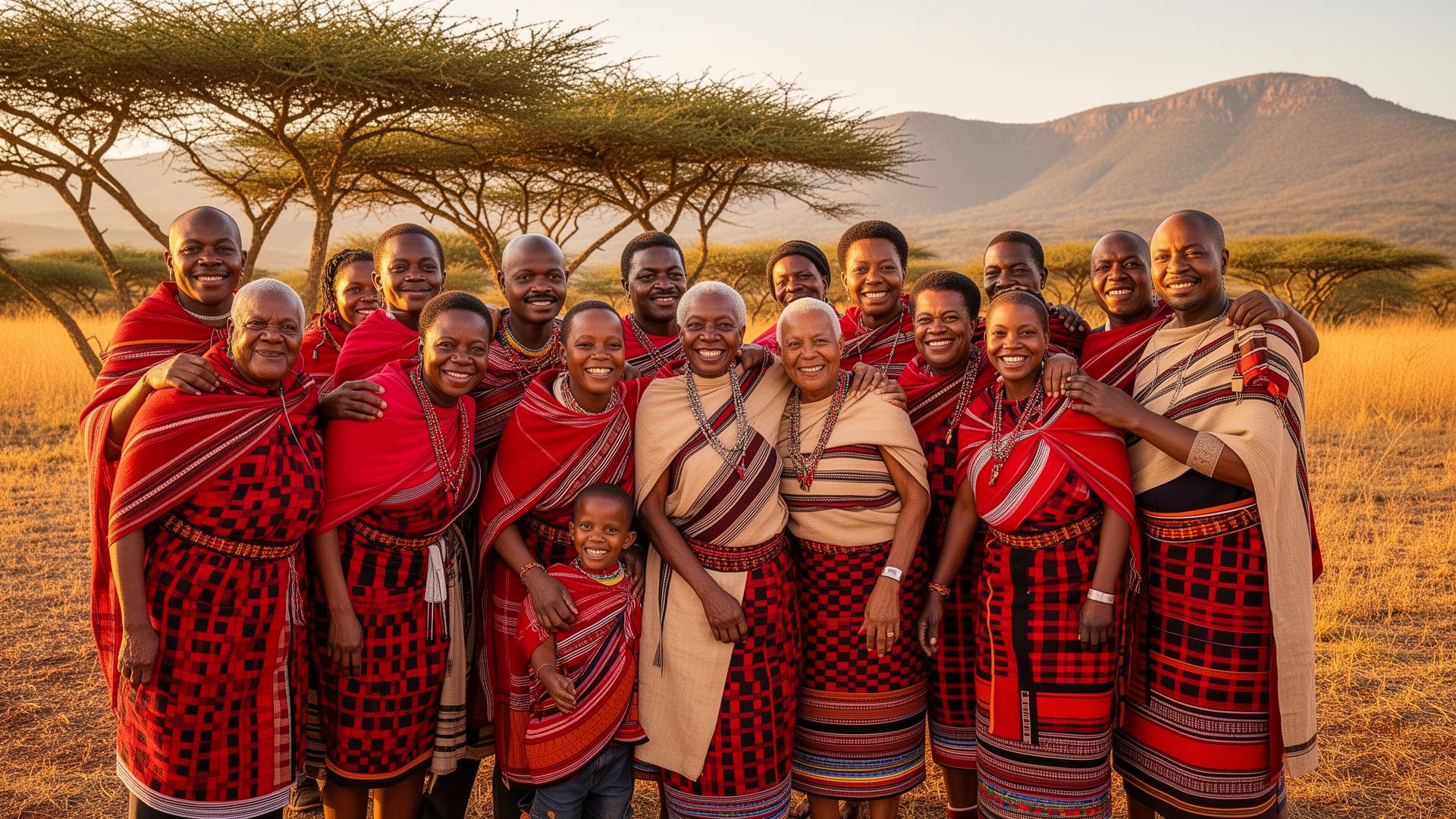 BaYomncayi family gathering in traditional Swazi regalia